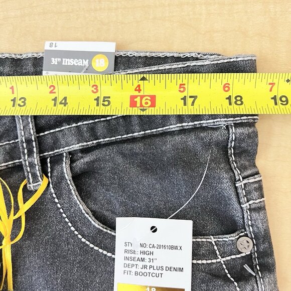 Celebrity Ace Women Black Grey Denim Jeans Junior Plus 18 Boot Cut High Rise NWT - Picture 9 of 12